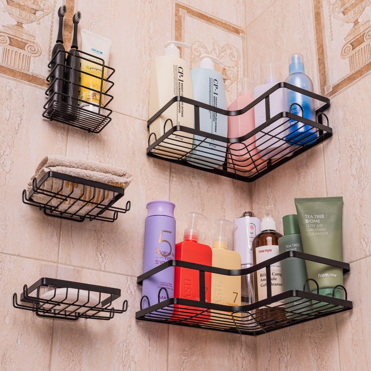 Étagère de Douche 5 Pièces en Métal